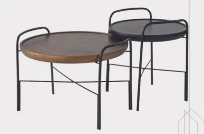 Produktbild von Runder Wohnzimmer Couchtisch Luxus 2x Holztische Designer Möbel Set 2tlg