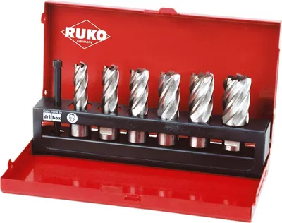 Obrázok produktu pre Sada jadrových vrtákov 7 ks D.12-14-16-18-20-22mm HSS Blank Cut-T.30mm Weldon RUKO
