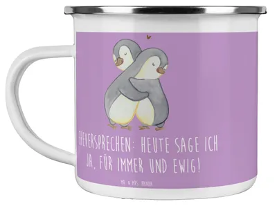 Produktbild von Mr. & Mrs. Panda Teetasse Eheversprechen für immer - Lavendeltraum - Geschenk, becher emaille, Geschenke, Tasse, Heiraten, Hochzeit, unvergesslich, gemeinsame Reise, Pott