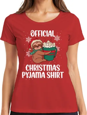 Produktbild von Official Christmas Pyjama Faultier - Weihnachten Weihnachtsgeschenk Christmas Damen T-Shirt, Rot, XL