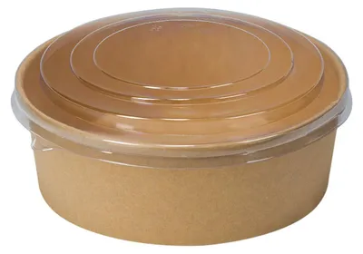Produktbild von 50x Salatschalen  750ml aus Kraftpapier braun inkl. Deckel transparet rPet