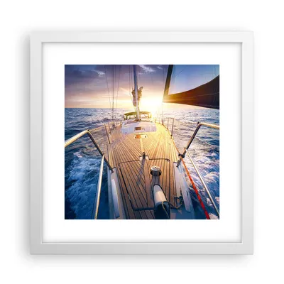 Produktbild von Gerahmtes Poster - Weißer Rahmen - Segelboot Meer - 30x30 cm - Wand Bild - Wanddeko - Wandbilder - Kunstposter - Wandposter - Bilderrahmen - Bilder - Kunstdruck - Wandbild - P2WAC30x30-4076