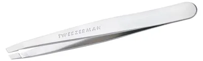 Produktbild von TWEEZERMAN Pinzette schräg für Augenbrauen zupfen, Edelstahl, Platinum