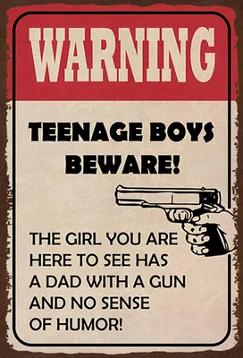 Produktbild von vianmo Holzschild 18x12 cm warning teenage boys
