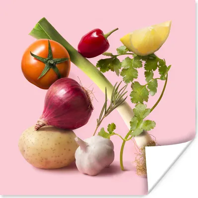 Produktbild von MuchoWow® Poster Lebensmittel - Gemüse - Rosa 50x50 cm - Wohnzimmerdekoration