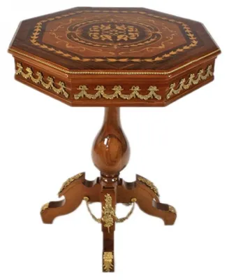 Zdjęcie produktu dla Casa Padrino stolik w stylu barokowym mahoń inkrustowane / złoto H78 x 62 cm - Stół w stylu antycznym Ludwika XVI - Meble