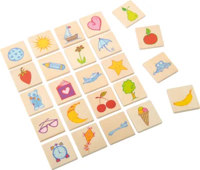 Produktbild von EDUPLAY 110270 Legespiel, Erkennungsschilder Gegenstände, Holz, 3,5 x 3,5 cm, mehrfarbig, 24-teilig (1 Set)