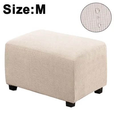 Produktbild von Easy-Going Stretch Ottoman Cover Folding Storage Hocker Möbelschutz Weicher rechteckiger Schonbezug mit elastischer Unterseite,Hellbeige,M