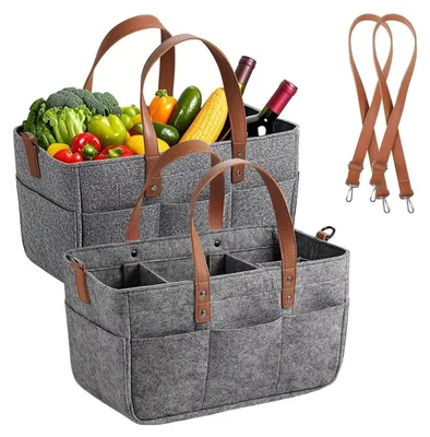 Zdjęcie produktu dla Torba filcowa, 16 litrów, ciemnoszara, wymiary 38x23x18 cm, z przegródkami i paskiem na ramię