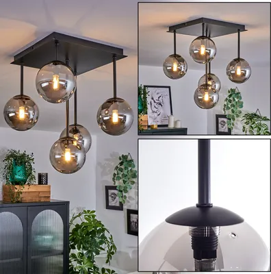 Produktbild von Isorella Deckenlampe aus Metall/Glas in Schwarz/Rauchfarben