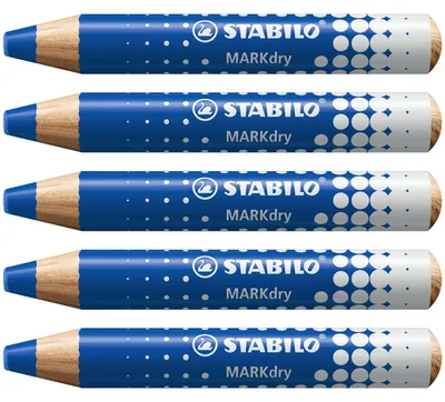Produktbild von STABILO Whiteboard- und Flipchartmarker -  MARKdry - 5er Pack - blau