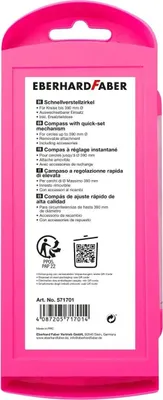 Image de EBERHARD FABER 571701 Compas à réglage rapide EBERHARD FABER, rose fluo/noir