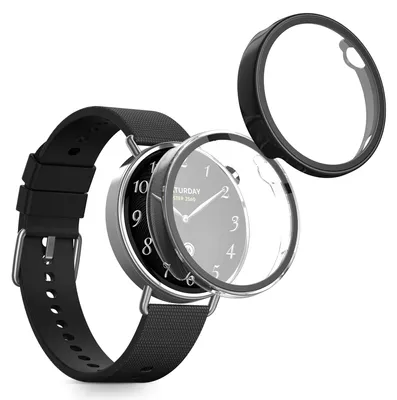 Produktbild von kwmobile 2x Glas Hülle für Xiaomi Watch S4 41mm Schutzhülle - Fullbody Fitnesstracker Case Set aus Glas - Transparent Schwarz