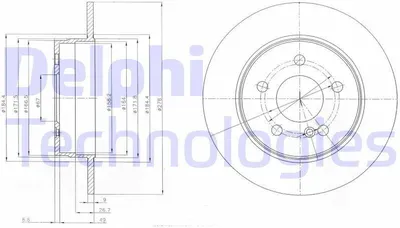 Produktbild von 2x DELPHI Bremsscheibe BG4152 passend für MERCEDES-BENZ C-Klasse T-modell (S204)