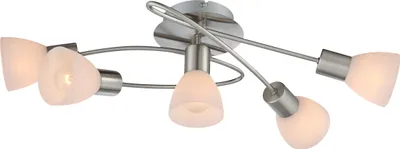 Produktbild von Globo Lighting Deckenleuchte Metall Nickel matt, Glas weiß, LxBxH: 610x365x210mm, exkl. 5x E14 40W 230V