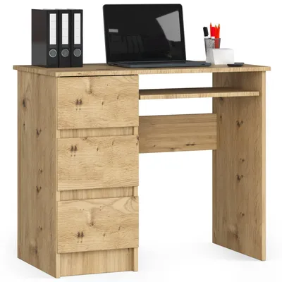 Produktbild von Schreibtisch 90cm mit 3 Schubladen und Tastaturauszug Computertisch Arbeitstisch