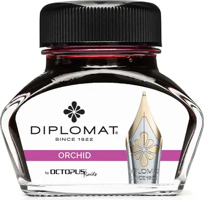 Produktbild von DIPLOMAT Tintenglas 30ml Rosa mit Orchidee-Motiv für Standard-Füllfederhalter