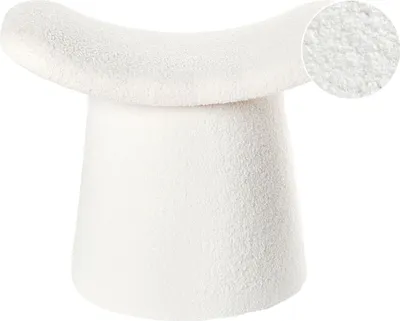 Produktbild von BELIANI Pouf Cremeweiß Bouclé Stoffbezug 38 x 57 x 46 cm Teddy-Optik Modernes Design für Wohnzimmer Schlafzimmer Esszimmer Garderobe Flur Schminktisch