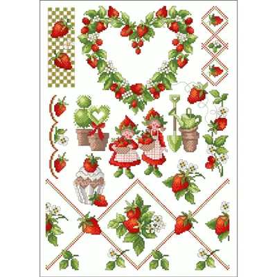 Productafbeelding van Lindner's kruisstekenpatroon "Erdbeerzeit" (aardbeientijd), modelnummer 017