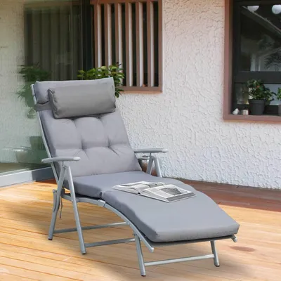 Image de Transat - Chaise longue - Bain de soleil - Transat - Chaise de jardin - Pliable - Réglable - Structure métallique robuste