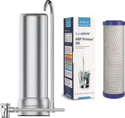 Produktbild von Auftischfilter HW-ATFS-02 aus Edelstahl mit Alvito Primus SD Wasserfilter