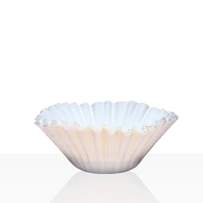 A single paper coffee filter is shown against a white background.