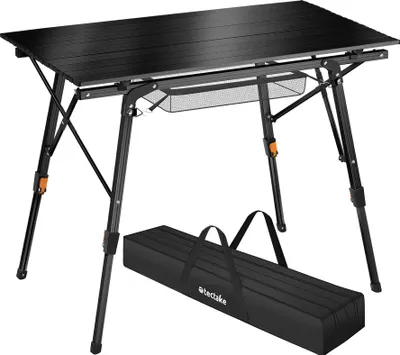 Image de Table de camping Tina en aluminium, pliable et réglable en hauteur - noir