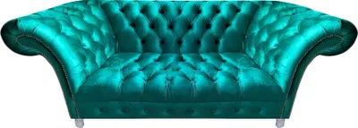 Zdjęcie produktu dla Sofa Chesterfield, dwuosobowe, tapicerowane, kolor niebieski, do salonu