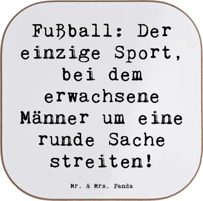 Produktbild von Mr. & Mrs. Panda Tassen Untersetzer Spruch Fußballspiel - Weiß - Geschenk, Coaster, Tassenuntersetzer, Fußball, Männer, Teamsport, Tischuntersetzer, Erwachsene, Gläser