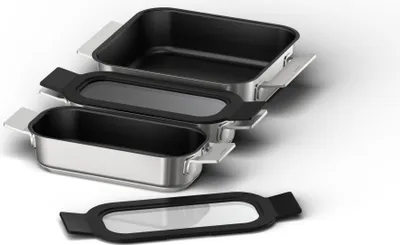 Produktbild von Kochgeschirr-Set Induktion Z9403FF0 (edelstahl/schwarz, 1x medium, 2x klein mit Glasdeckel)