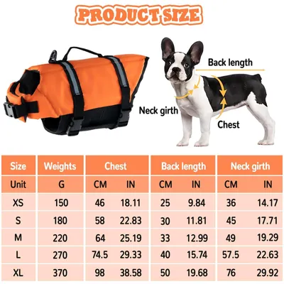 Produktbild von Schwimmweste Hunde Rettungsweste Hundeweste - Ripstop und reflektierend - Verstellbar - Orange, Größe M