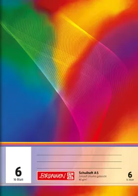 Immagine prodotto di BRUNNEN 104590602 Quaderno A5 sfoderato, con pagina rigata, Lin. 6 multicolore