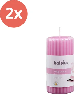 Image de Bolsius - True Scents - Colonne cannelée - 120/58 - Magnolia - Pack avantage - 2 pièces