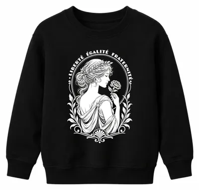 Produktbild von Liberté Égalité Fraternité Statement Sarkasmus Paris Kinder Sweatshirt Pullover, Schwarz, 116