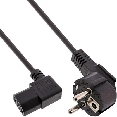 Produktbild von InLine® Netzkabel, Schutzkontakt gew. auf Kaltgerätest. C13 rechts abgew., 0,5m