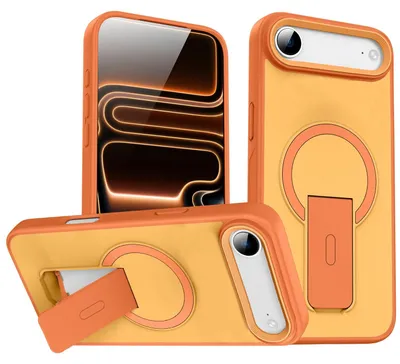 Produktbild von Magnet Ständer Hülle für iPhone Air / 17 Air, Kompatibel mit MagSafe, Matt Rückseite Stoßfeste Handyhülle Orange