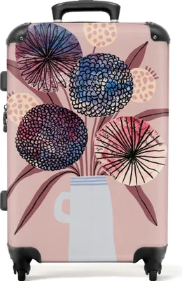 Produktbild von NoBoringSuitcases.com® Großer Koffer - Blumen - Pastell - Vase - Pflanzen - Kombinationsschloss TSA - Hartschalen Trolley 4 Rollen - 72 liter - Reisekoffer - 66 cmKoffer Mittelgroß 67x43x25 cm, 72L,