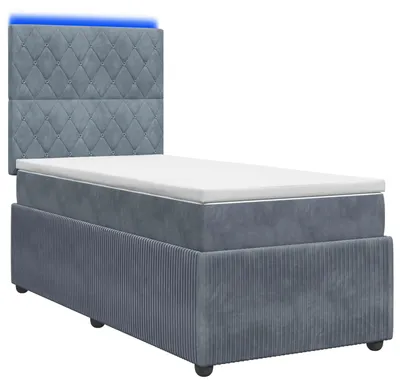 Produktbild von vidaXL LED Boxspringbett mit Matratze Dunkelgrau 90 x 190 cm Samt