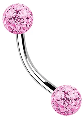 Produktbild von Titan Piercing Schmuck Banane 1,2 x 8 mm + Epoxy Kugeln in rosa