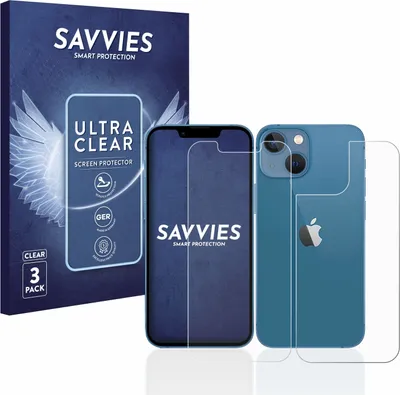 Produktbild von 6x Für Apple iPhone 13 mini (Display+Rückseite) Schutzfolie Savvies Displayschutz Display Schutz Folie Klar Transparent