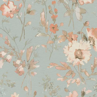 Zdjęcie produktu dla Profhome 790616-GU Tapeta w kwiaty z metalicznym efektem niebieski czerwony beżowy szary 5,33 m2