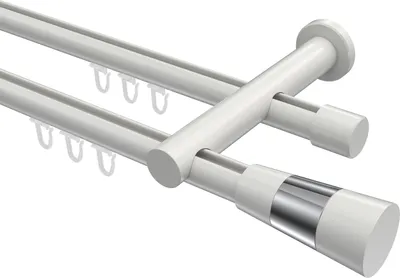Produktbild von Interdeco Innenlaufstange / Gardinenstange mit Innenlauf Weiß, Typ Platon Tanara (Konus Bicolor), 20 mm Ø 2-läufig, 120 cm