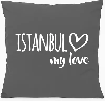 Produktbild von Huuraa Kissen Istanbul my love 40x40cm mit Füllung Steel Grey Baumwolle Dekokissen Geschenkidee