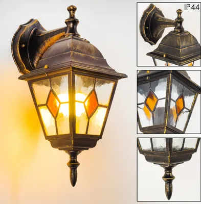 Produktbild von Tuili »Tuili« Außenwandlampe Aluguss in Braun/Gold m. Klarglas-Scheiben