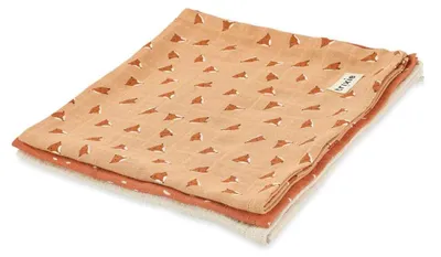 Zdjęcie produktu dla Trixie ściereczki muślinowe dla niemowląt 3-pak 55x55cm pomarańczowe Fierce Fox