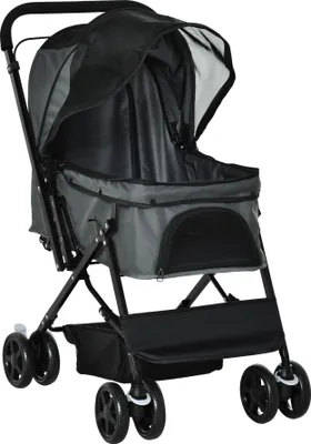 Obrázok produktu pre Fortuna Lai kočík pre psov a mačky, kočík pre domáce zvieratá, Oxford tmavošedý, 76,5 x 52 x 95 cm