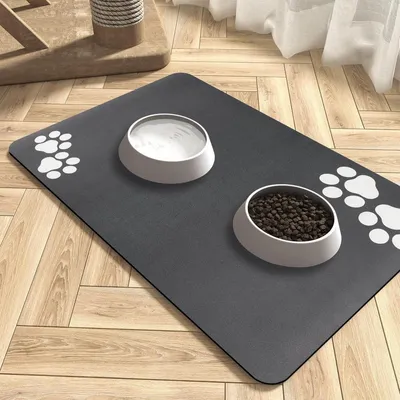 Produktbild von Futtermatte für Hunde und Katzen – 60 x 40 cm – Rutschfeste Futtermatte – Katzenfuttermatte – Saugfähig und schnelltrocknend