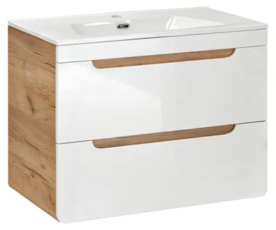 Produktbild von Hängeschrank mit Waschbecken und Siphon ARVIDA - Weiß - 2 Schubladen - 80 x 59 x 46 cm