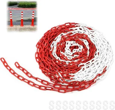 Produktbild von Kunststoff-Afsluitketting 25m rot-weiß