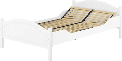 Produktbild von Einzelbett Kiefer weiß 120x200 Bettrahmen Singlebett Zubehör wählbar V-60.30W-12Federholzrahmen inkl.